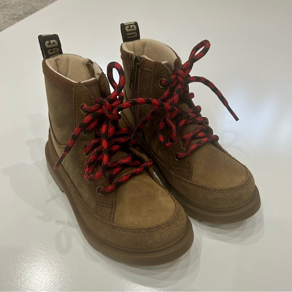 UGG Kids Brown Boots with Red Laces Size 11